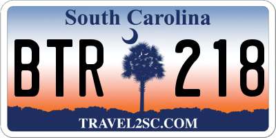 SC license plate BTR218