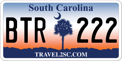 SC license plate BTR222