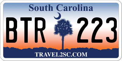 SC license plate BTR223