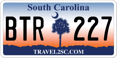 SC license plate BTR227