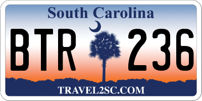 SC license plate BTR236