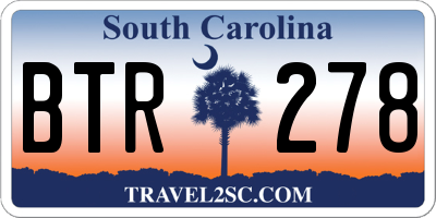 SC license plate BTR278