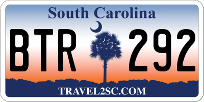 SC license plate BTR292