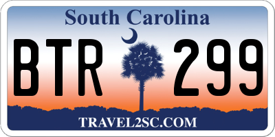 SC license plate BTR299