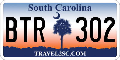 SC license plate BTR302