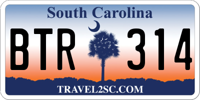 SC license plate BTR314