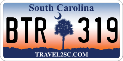 SC license plate BTR319