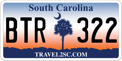 SC license plate BTR322