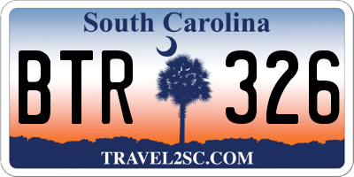 SC license plate BTR326