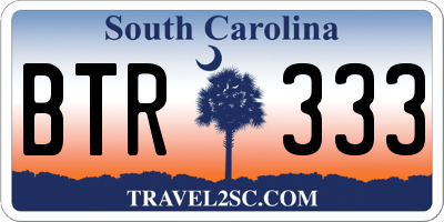 SC license plate BTR333
