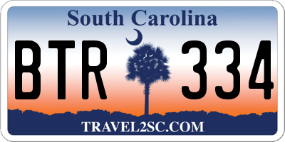 SC license plate BTR334
