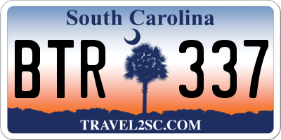 SC license plate BTR337