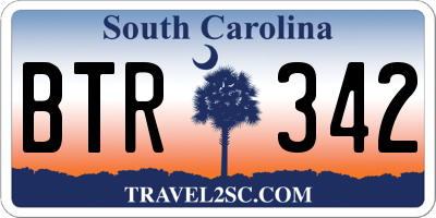 SC license plate BTR342