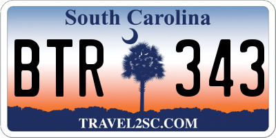 SC license plate BTR343