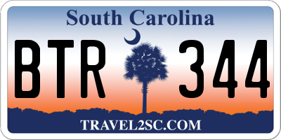 SC license plate BTR344