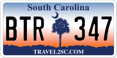 SC license plate BTR347