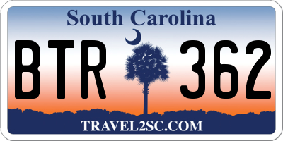 SC license plate BTR362