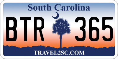 SC license plate BTR365