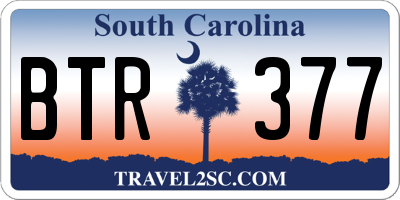 SC license plate BTR377