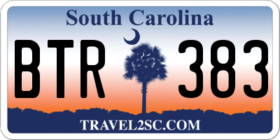SC license plate BTR383