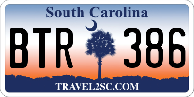 SC license plate BTR386