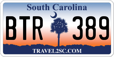 SC license plate BTR389