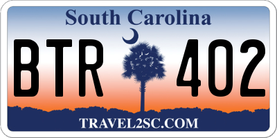 SC license plate BTR402
