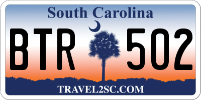 SC license plate BTR502