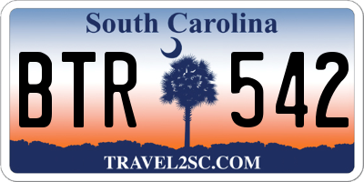SC license plate BTR542