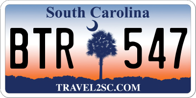 SC license plate BTR547