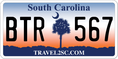SC license plate BTR567