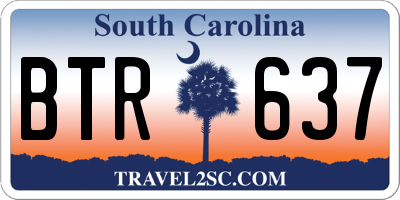 SC license plate BTR637