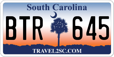 SC license plate BTR645
