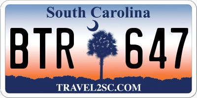 SC license plate BTR647