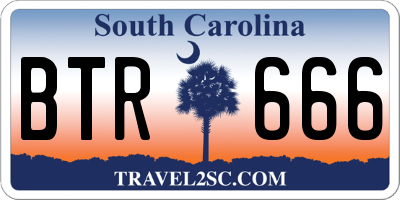 SC license plate BTR666