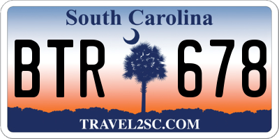 SC license plate BTR678