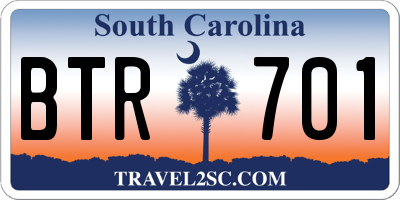 SC license plate BTR701