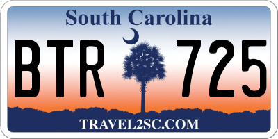 SC license plate BTR725