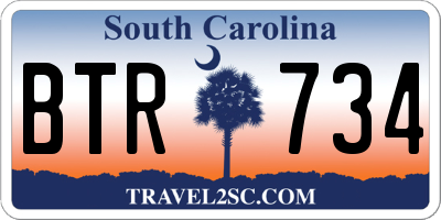 SC license plate BTR734