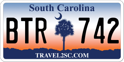 SC license plate BTR742
