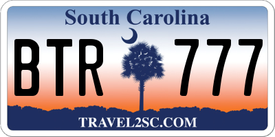 SC license plate BTR777