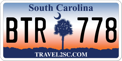 SC license plate BTR778