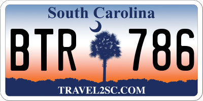 SC license plate BTR786
