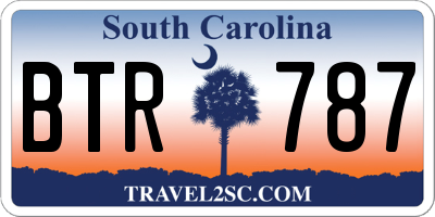 SC license plate BTR787