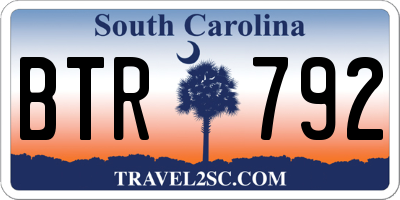 SC license plate BTR792