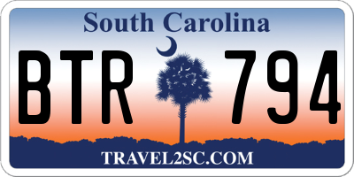 SC license plate BTR794