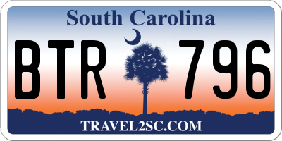 SC license plate BTR796