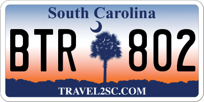 SC license plate BTR802