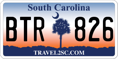 SC license plate BTR826