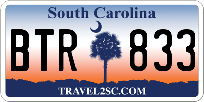 SC license plate BTR833